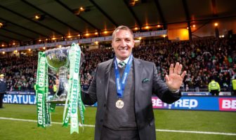 Brendan Rodgers with his first trophy as Celtic boss