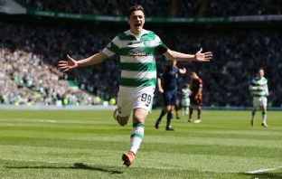 Jack Aitchison celebrates scoring on his Celtic debut