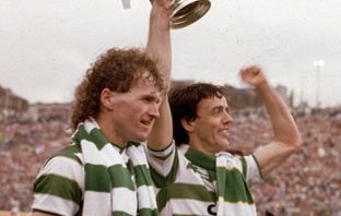 Davie Provan and Frank McGarvey with the Scottish Cup