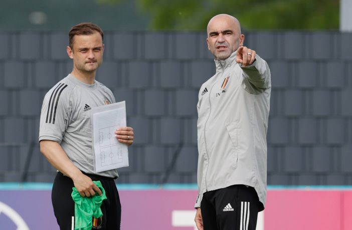 Belgium s assistant coach Shaun Maloney and Belgium's head coach Roberto Martinez