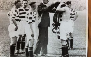 Chic Geatons puts on the goalkeeper jersey