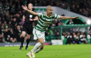 Daizen Maeda of Celtic scores on his debut