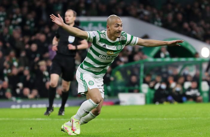 Daizen Maeda of Celtic scores on his debut