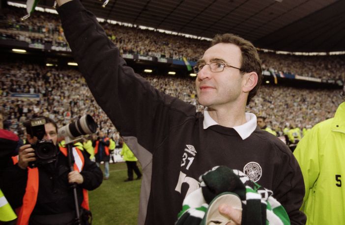 Martin O''Neill celebrates winning the league