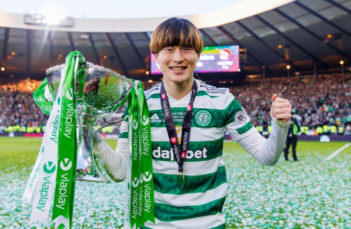Kyogo with the League Cup
