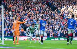 Kyogo scores against theRangers