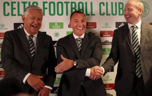 Peter Lawwell, Brendan Rodgers and Michael Nicholson