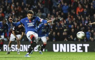 James Tavernier of Rangers scores a penalty
