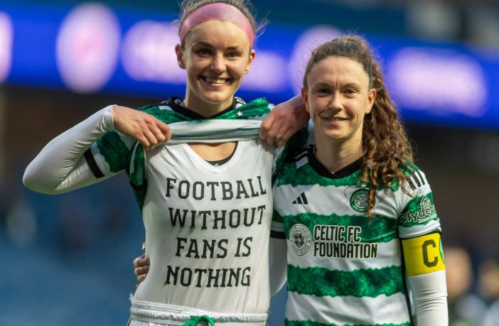 Caitlin Hayes with captain Kelly Clark of Celtic