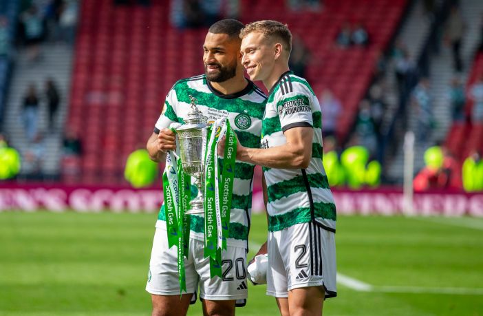 Cameron Carter-Vickers and Alistair Johnston with the Scottish Cup