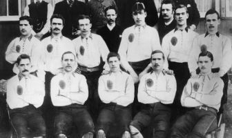 The Celtic FC team line-up for the 1887-88 season (back row left to right, players only) Willie Groves, Tom Maley, Paddy Gallagher, Willie Dunning, Willie Maley, Mick Dunbar, (front row left to right) Johnny Coleman, James McLaren, James Kelly, Neil McCallum, Mick McKeown.