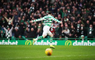 Oliver Burke of Celtic celebrates