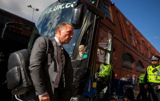 Brendan Rodgers arrives at Ibrox