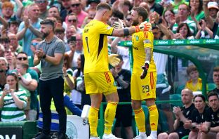 Joe Hart is substituted for team-mate Scott Bain