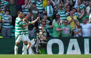 Nicolas Kuhn of Celtic celebrates