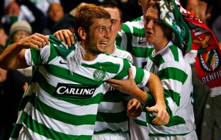 Massimo Donati of Celtic celebrates