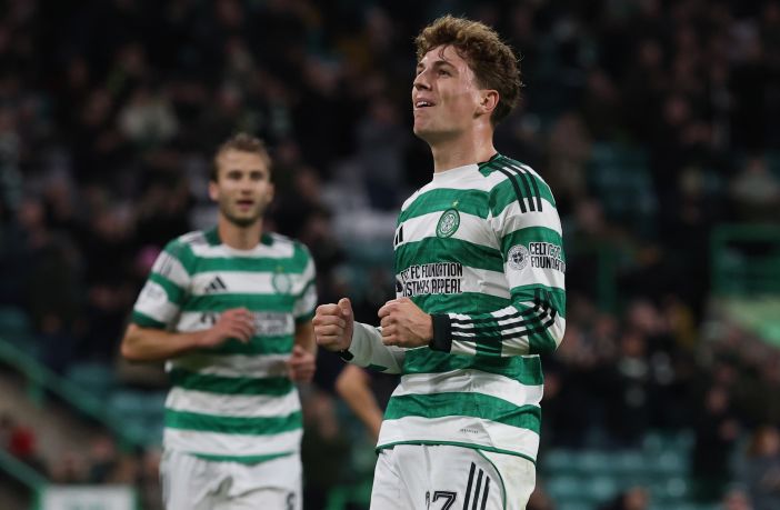 Arne Engels of Celtic celebrates