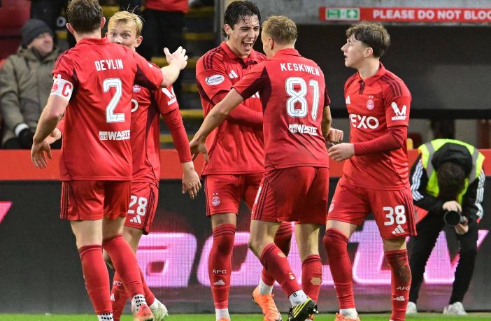 Topi Keskinen of Aberdeen celebrates