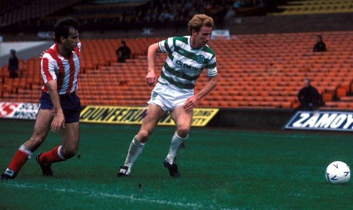 Tommy Burns, Celtic v Atletico Madrid, Behind Closed Doors match in September 1985.