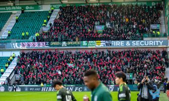 Celtic Fans Collective Protest at Easter Road