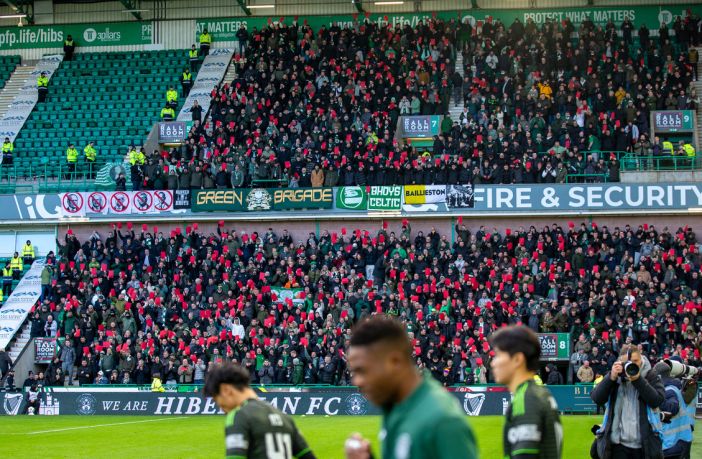 Celtic Fans Collective Protest at Easter Road