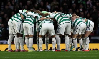 Celtic huddle at Hampden