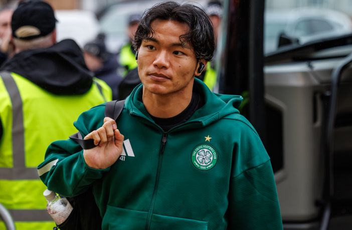 Reo Hatate of Celtic arriving at the ground