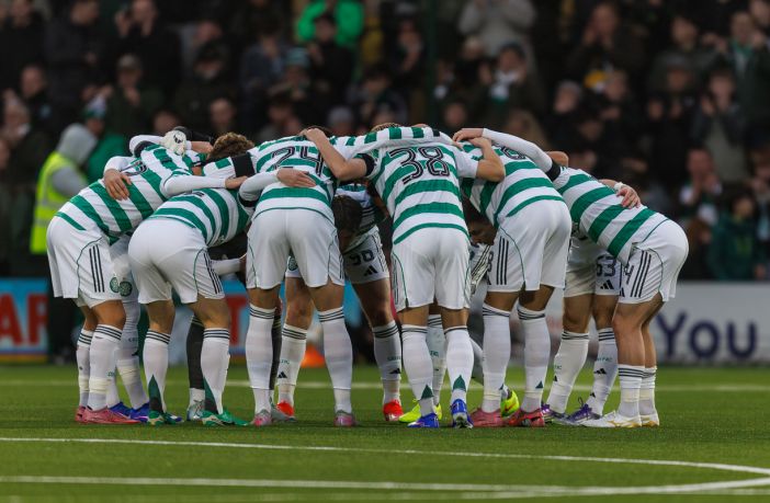The Celtic huddle at Livingston