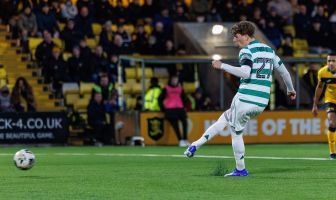 Arne Engels of Celtic scores from the spot