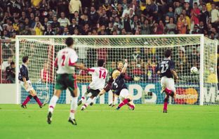 Salaheddine Bassir of Morocco scores