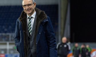 Martin O'Neill arrives at the Falkirk Stadium