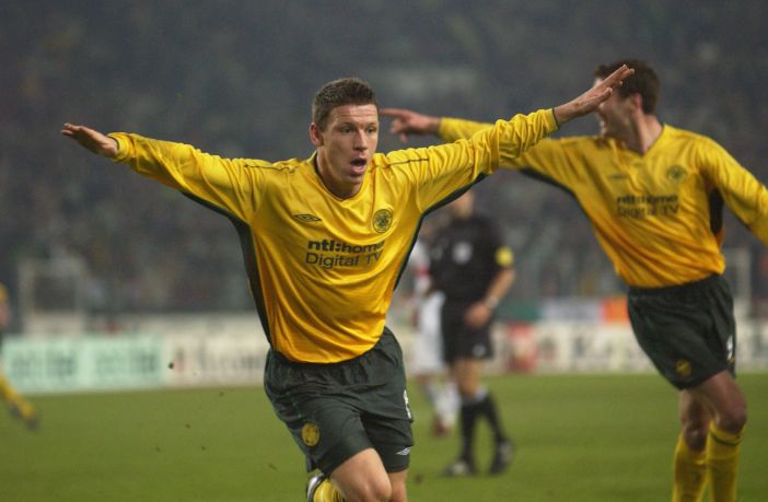 Alan Thompson of Celtic celebrates scoring