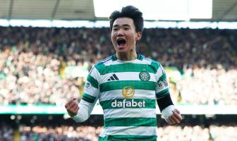 Yang Hyun-Jun of Celtic celebrates