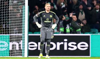 Kasper Schmeichel of Celtic looks dejected