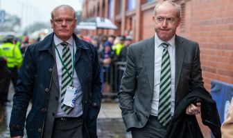 Chris McKay and Michael Nicholson arrive at Ibrox.