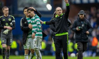 Martin O'Neill applauds the Celtic support