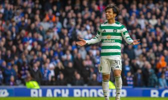 Reo Hatate scores at Ibrox in the penalty shoot-out