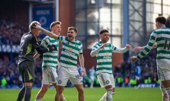 James Forrest enjoying the Celtic celebrations at Ibrox
