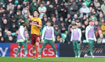 Elijah Just of Motherwell celebrates