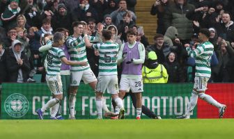 Tomas Cvancara of Celtic celebrates