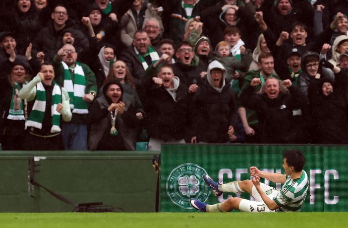 Hyunjun Yang of Celtic celebrates