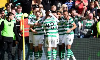 James Forrest of Celtic celebrates