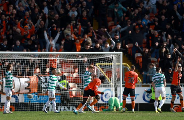 Emmanuel Agyei of Dundee United celebrates