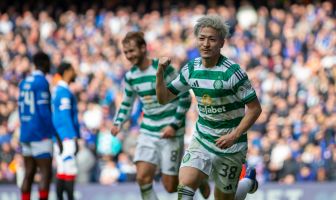 Daizen Maeda celebrates as Benjamin chases