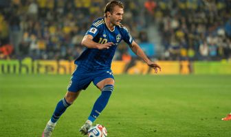 Benjamin Nygren in action for Sweden in their 3-1 win over Ukraine