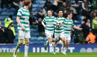 Reo Hatate of Celtic celebrates