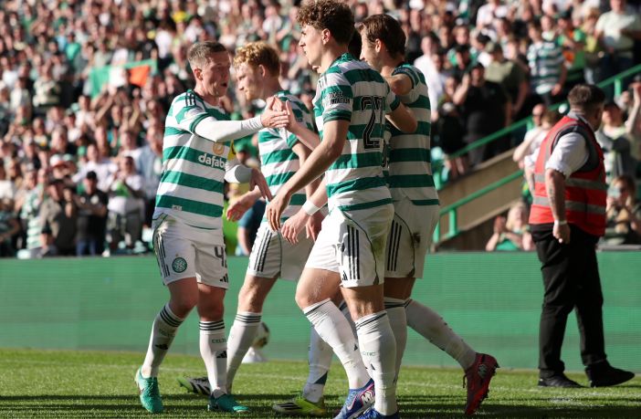 Kieran Tierney of Celtic celebrates