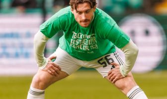 Anthony Ralston of Celtic warms up