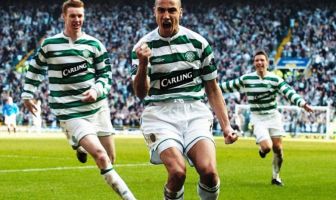 Henrik Larsson celebrates